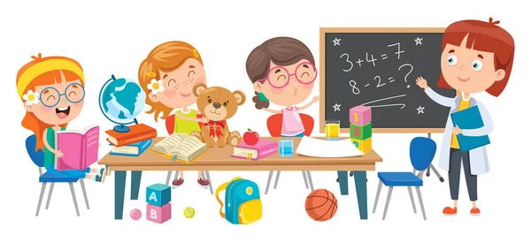 Kleine Kinder Lernen Klassenzimmer — Stockvektor