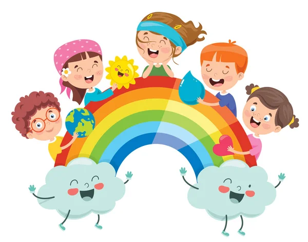 Diseño Concepto Con Niños Divertidos — Vector de stock