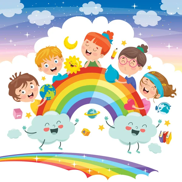 Diseño Concepto Con Niños Divertidos — Vector de stock