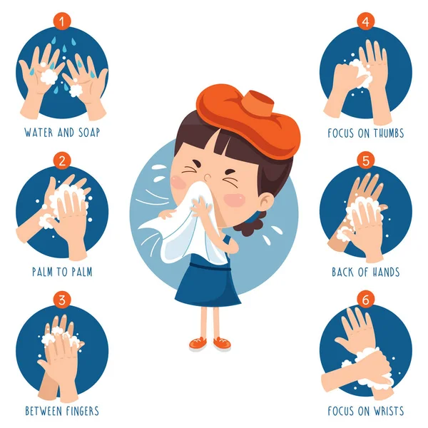 Little Kid Infected Virus — Stock Vector