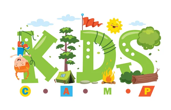 Projekt Logo Dla Dzieci Camp — Wektor stockowy