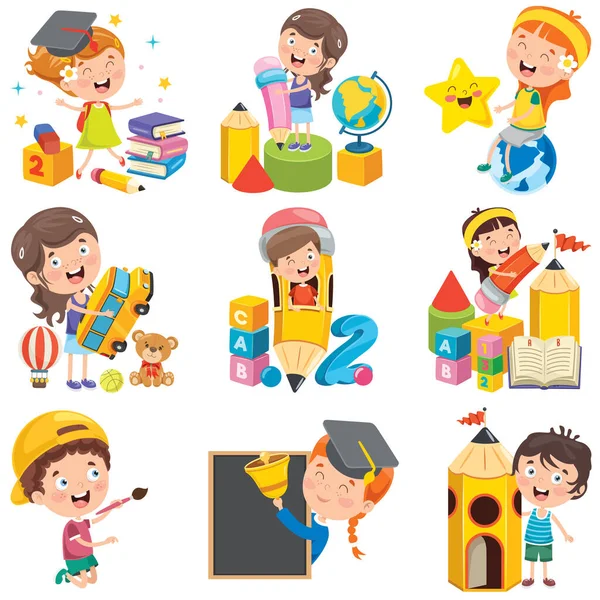 Personajes Dibujos Animados Haciendo Varias Actividades — Vector de stock