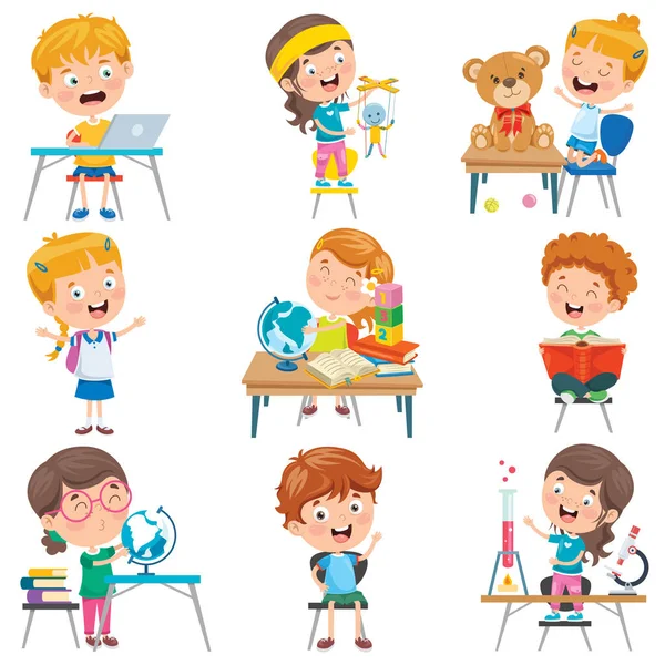 Niños Haciendo Varias Actividades — Vector de stock