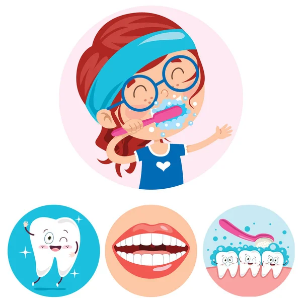 Conceito Escovação Dentes Com Personagem Desenhos Animados — Vetor de Stock