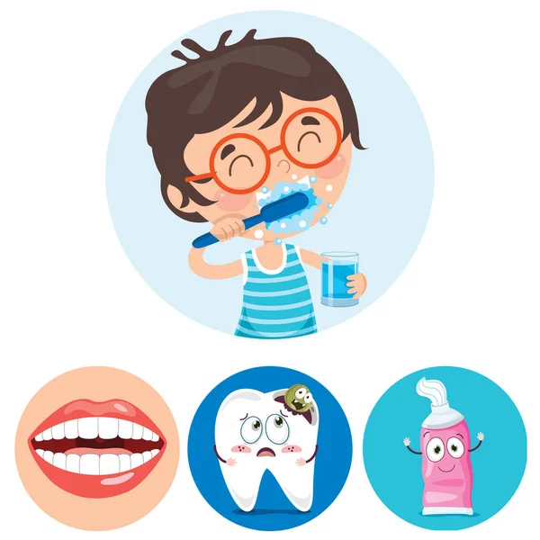 Cepillar Concepto Los Dientes Con Carácter Dibujos Animados — Vector de stock