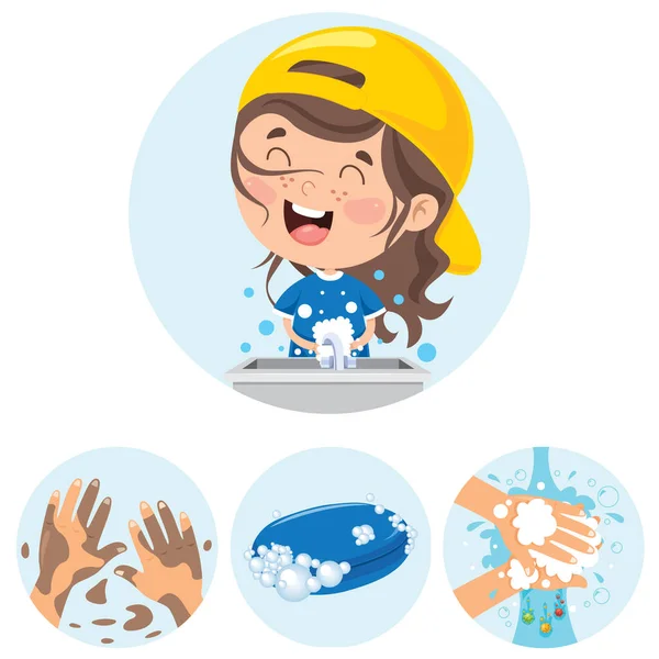 Washing Hands Daily Personal Care — Stock Vector