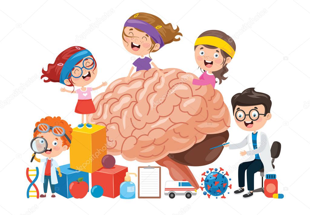 Cartoon Concept Of Human Brain