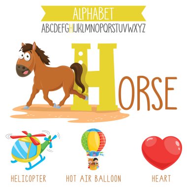 Resimli Alfabe Harfleri ve Karikatür Nesneleri