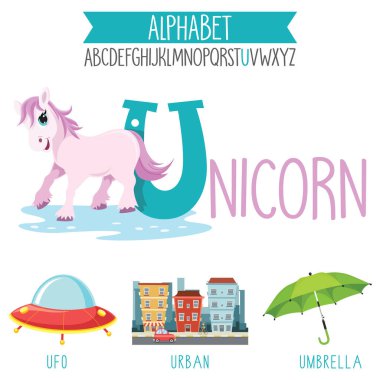 Resimli Alfabe Harfleri ve Karikatür Nesneleri