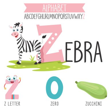 Resimli Alfabe Harfleri ve Karikatür Nesneleri