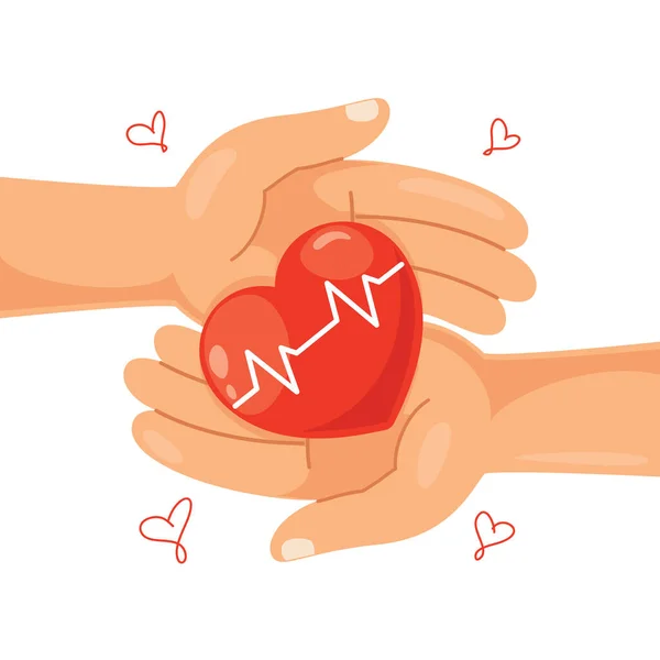 Diseño Del Concepto Cuidado Salud Con Corazón — Vector de stock