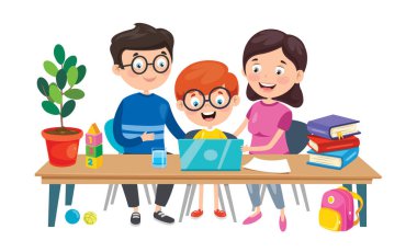 Sevimli Komik Çocuk Not Defteri Kullanıyor