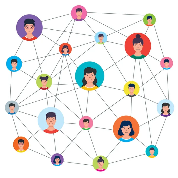Sieci Społecznościowe Łączność Między Ludźmi — Wektor stockowy