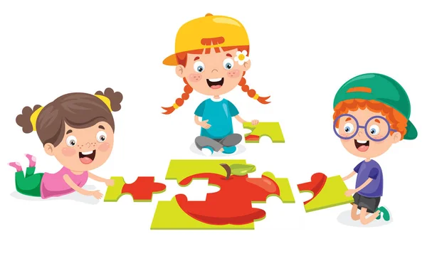 Kid Spelen Kleurrijke Puzzel — Stockvector