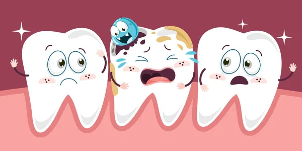 Έννοια Φροντίδας Της Υγείας Των Δοντιών Χαρακτήρες Κινουμένων Σχεδίων — Διανυσματικό Αρχείο