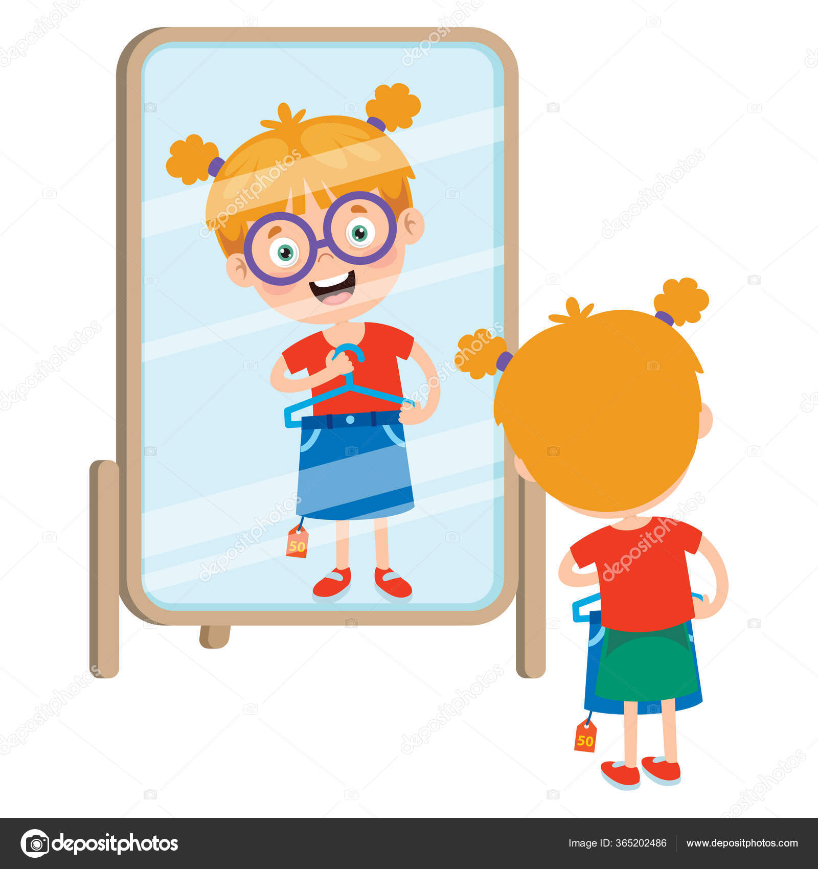 Kid looking in mirror Vector Images | DepositPhotos, image size:1600x1700