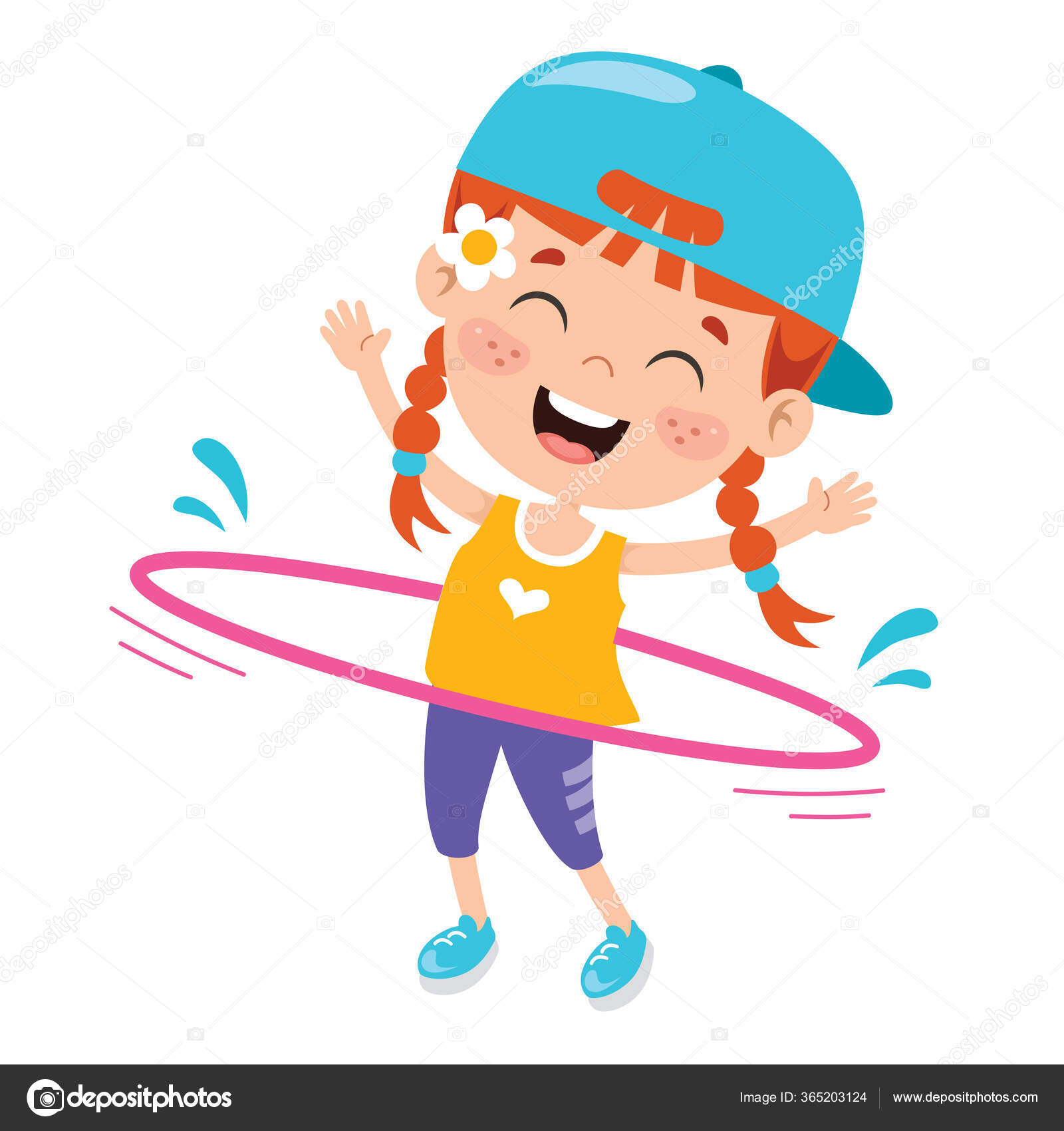 un entrenamiento de niña feliz con hula hoop 11778550 Vector en Vecteezy