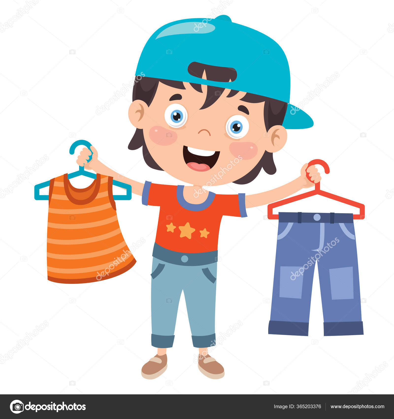 Pequeño Niño Ropa Colorida Vector de stock #365203376 de
