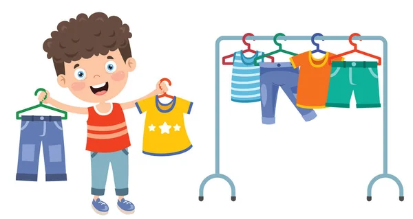 Μικρό Παιδί Και Πολύχρωμα Ρούχα — Διανυσματικό Αρχείο