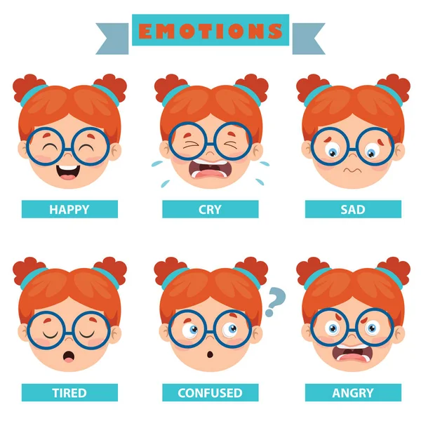 Malé Dítě Odlišnými Emocemi — Stockový vektor