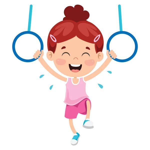 Happy Kid Doet Gymnastiek Oefening — Stockvector