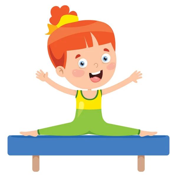 Happy Kid Doet Gymnastiek Oefening — Stockvector