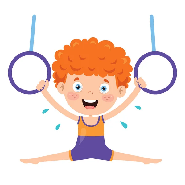 Jimnastik Yapan Mutlu Çocuk — Stok Vektör
