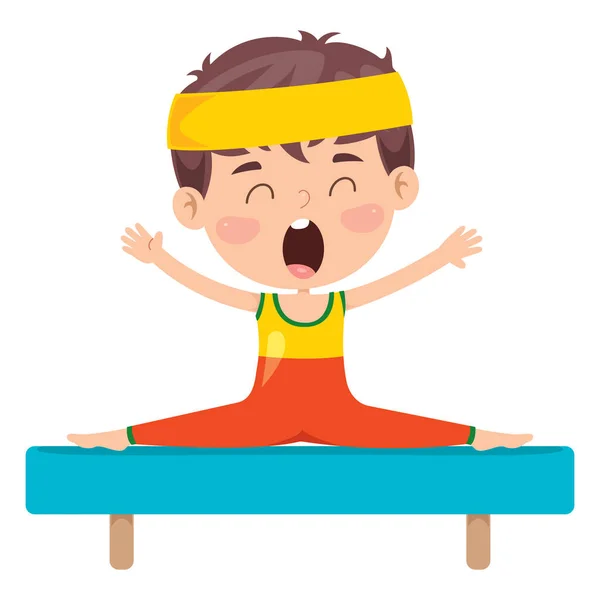 Happy Kid Doet Gymnastiek Oefening — Stockvector