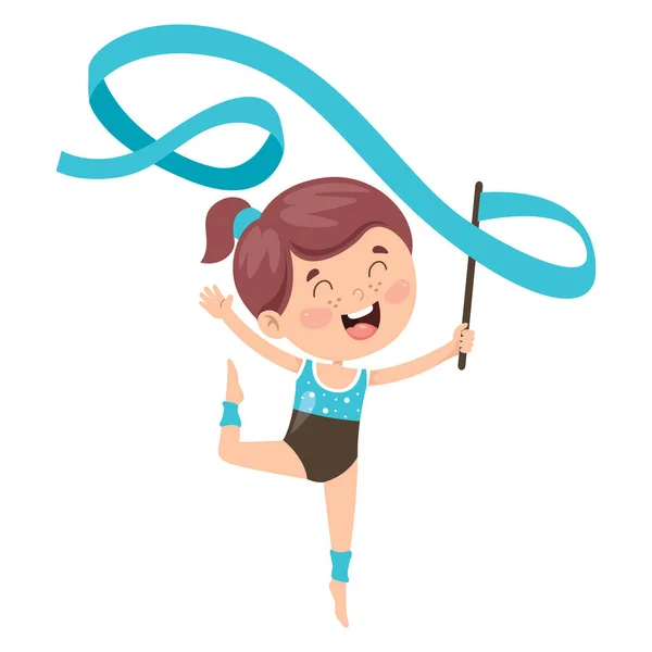Happy Kid Doing Gymnastics Exercise — Stock Vector