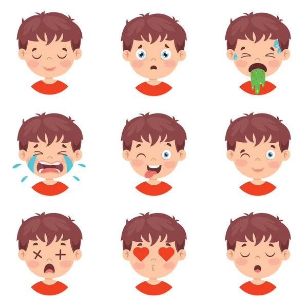 Conjunto Diferentes Expresiones Niños — Vector de stock