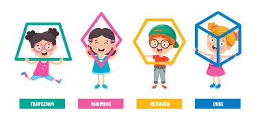 Funny Children Learning Basic Shapes clipart