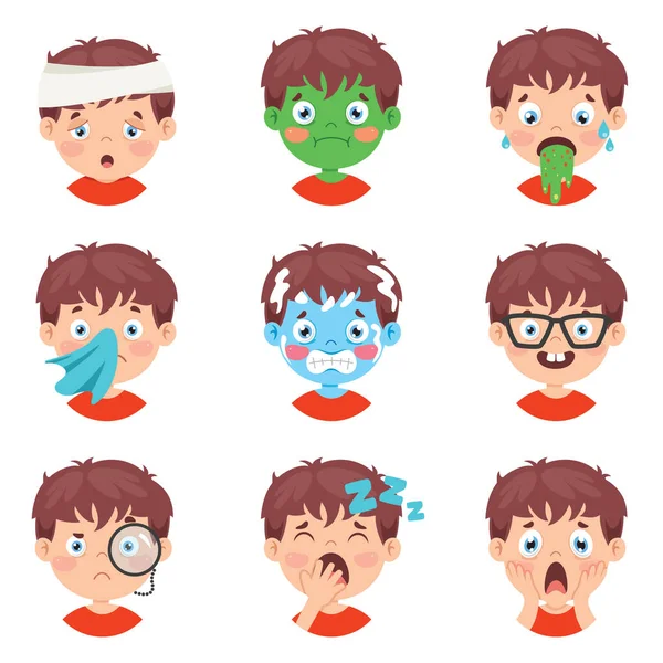 Set Diverse Espressioni Bambini — Vettoriale Stock