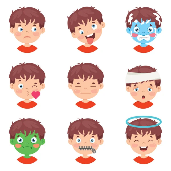 Ensemble Différentes Expressions Enfants — Image vectorielle