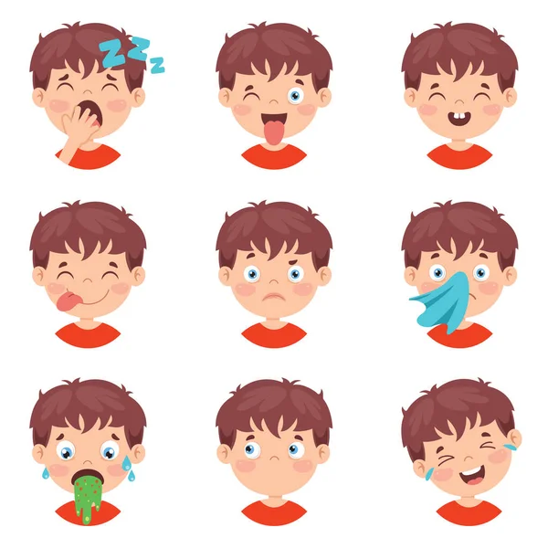 Ensemble Différentes Expressions Enfants — Image vectorielle
