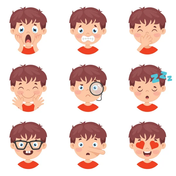 Conjunto Diferentes Expresiones Niños — Vector de stock