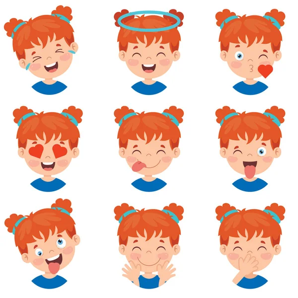 Set Diverse Espressioni Bambini — Vettoriale Stock