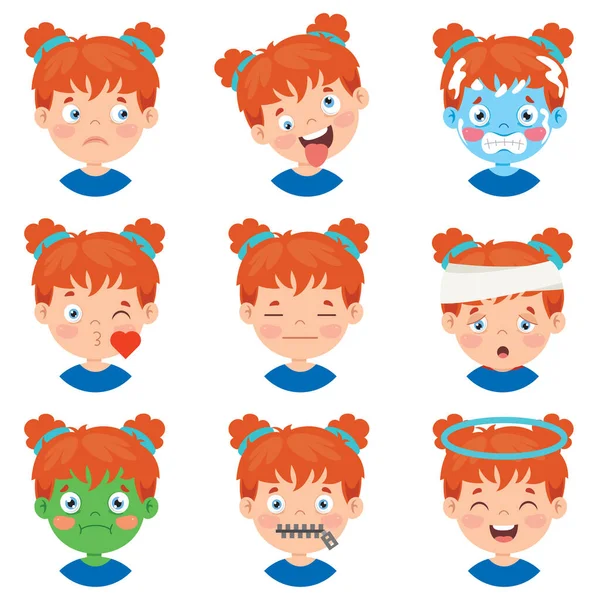 Conjunto Diferentes Expresiones Niños — Vector de stock