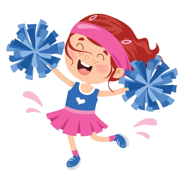 Funny Cheerleader Holding Colorful Pom Poms — Stock Vector