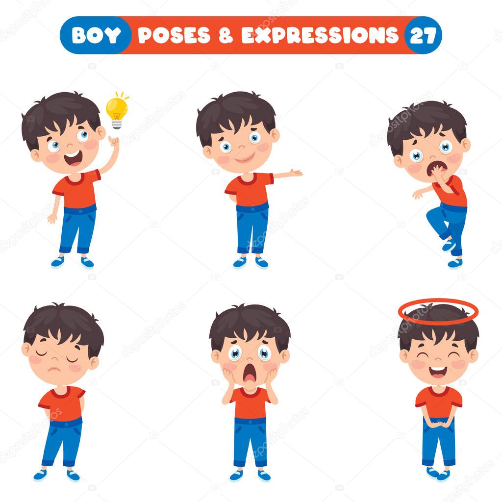 Poses And Expressions Of A Funny Boy