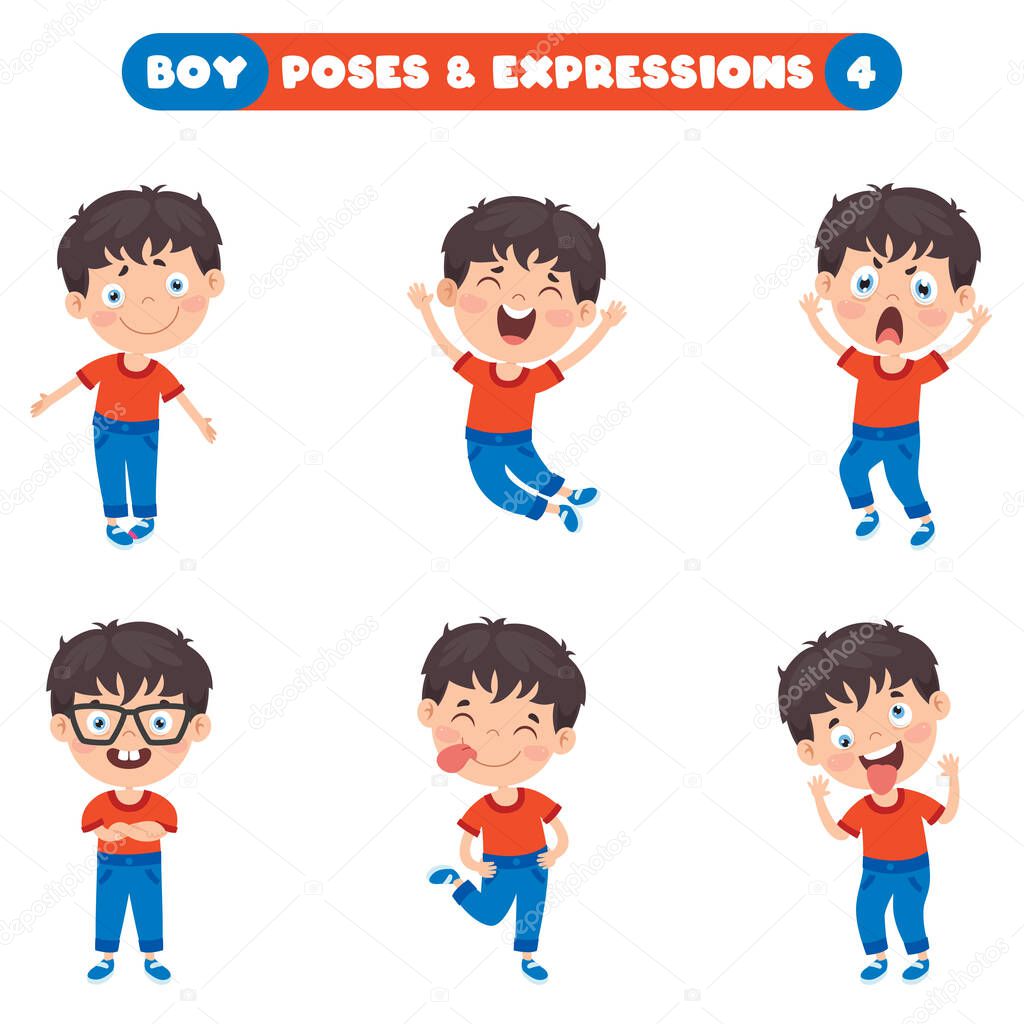 Poses And Expressions Of A Funny Boy