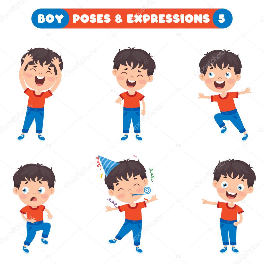 Poses And Expressions Of A Funny Boy