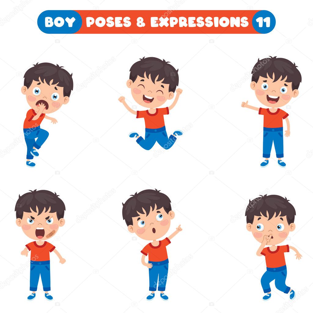 Poses And Expressions Of A Funny Boy