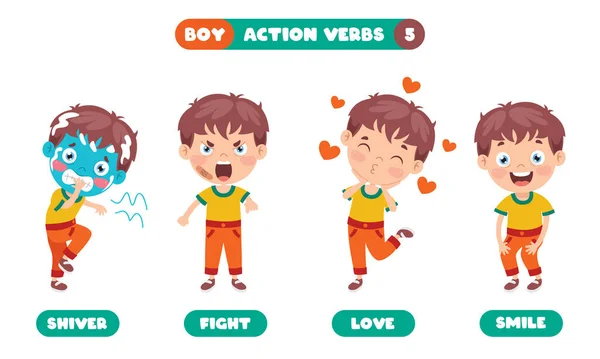 Verbes Action Pour Éducation Des Enfants — Image vectorielle