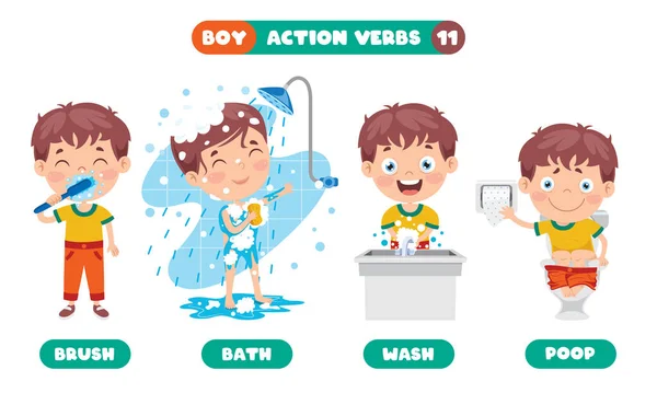 Action Verbs Children Education — Stock Vector