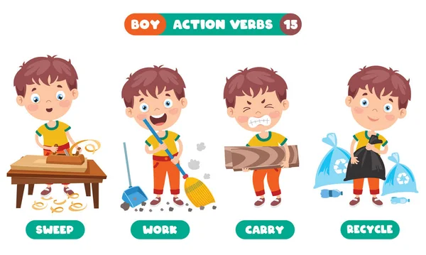 Verbes Action Pour Éducation Des Enfants — Image vectorielle