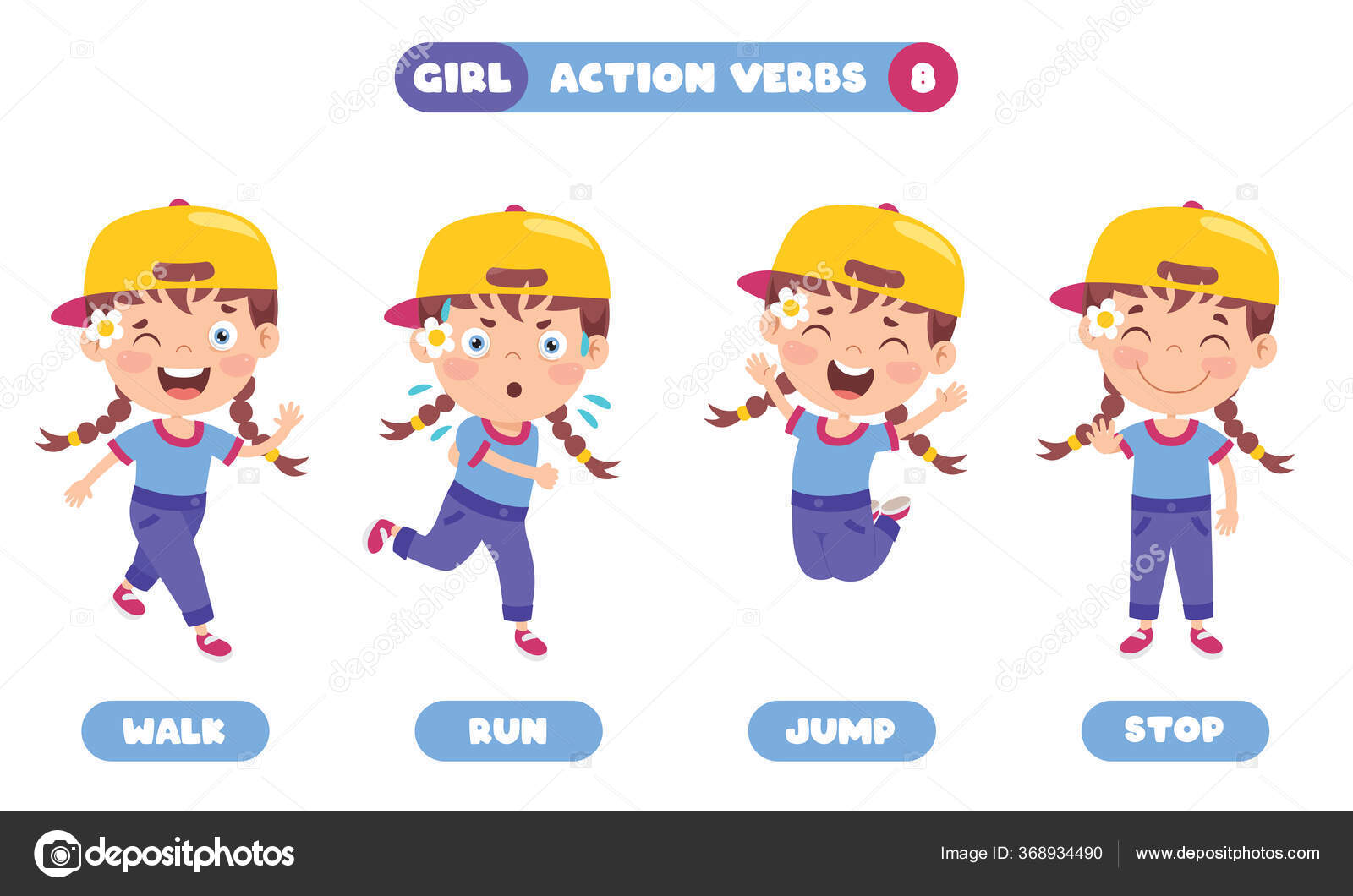 Verbos Ação Para Educação Infantil — Vetor de Stock © yusufdemirci