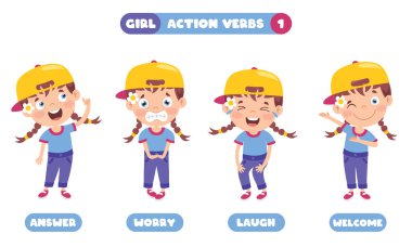 Action Verbs For Children Education clipart