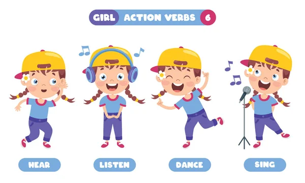 Action Verbs Children Education — Stock Vector