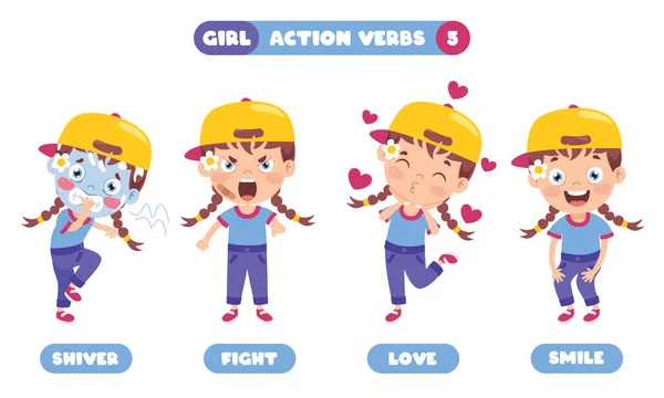 Action Verbs Children Education — Stock Vector