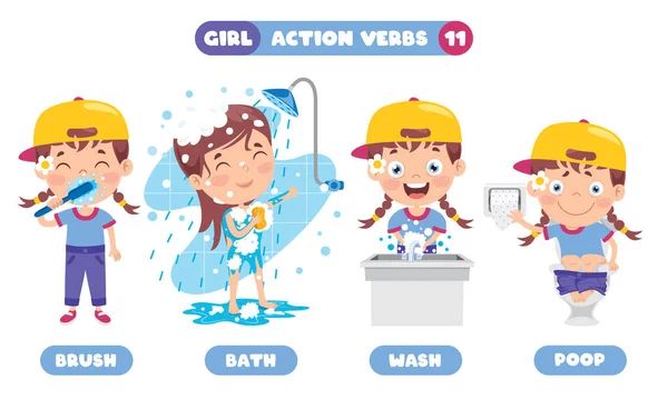 Action Verbs Children Education — Stock Vector